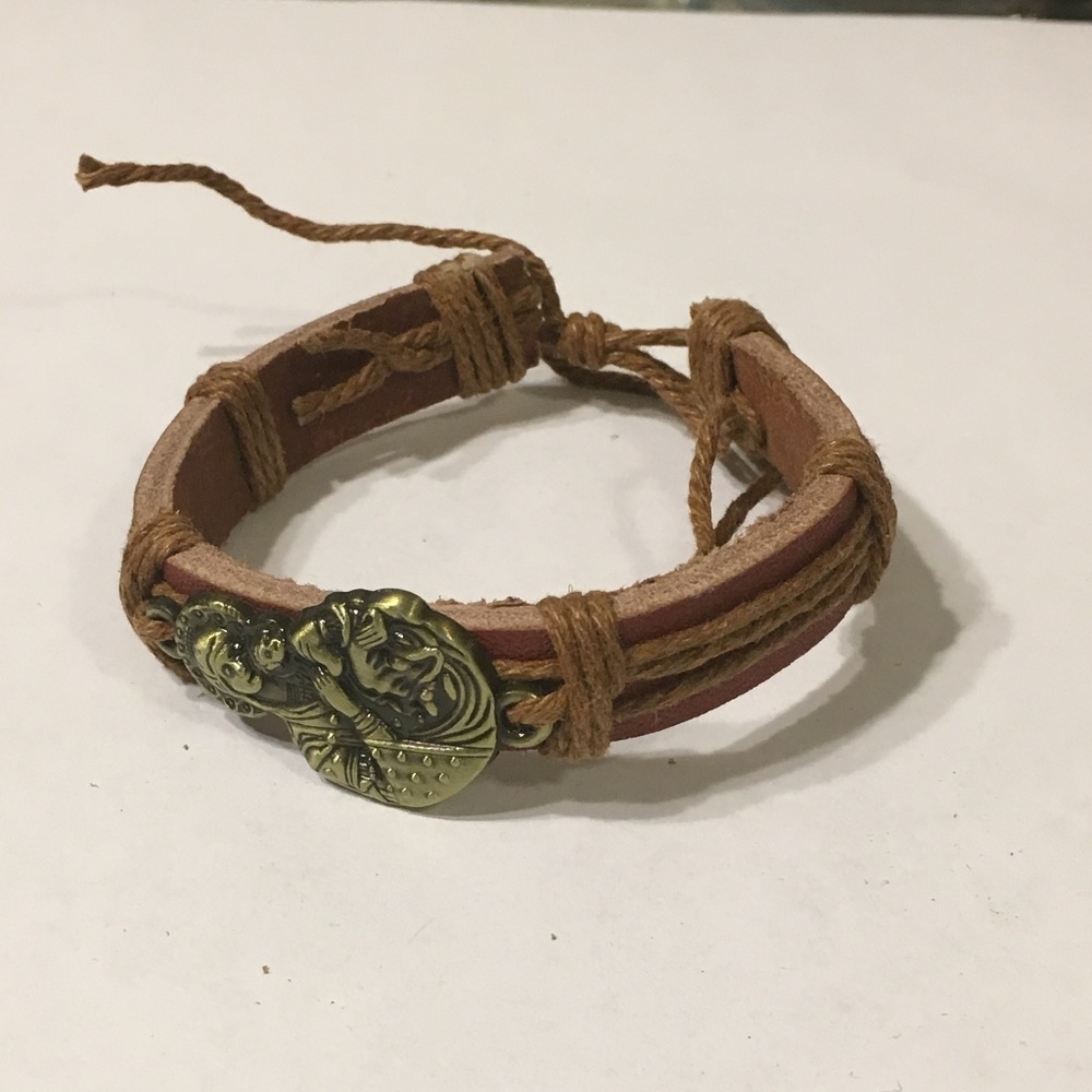 10/$20 ** Faux leather bracelet religious charm